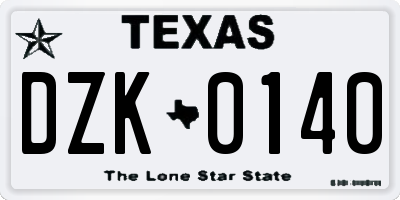 TX license plate DZK0140
