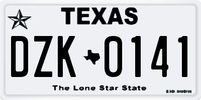 TX license plate DZK0141