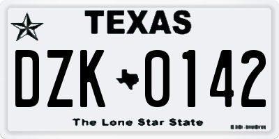 TX license plate DZK0142
