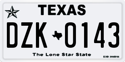 TX license plate DZK0143