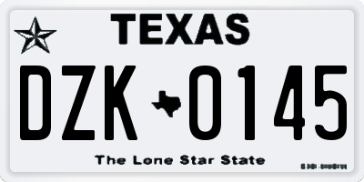 TX license plate DZK0145