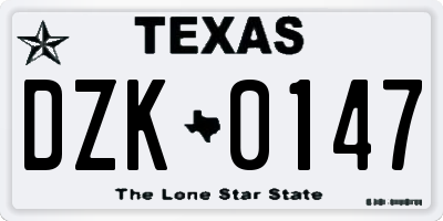 TX license plate DZK0147