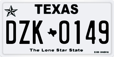 TX license plate DZK0149