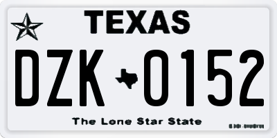 TX license plate DZK0152