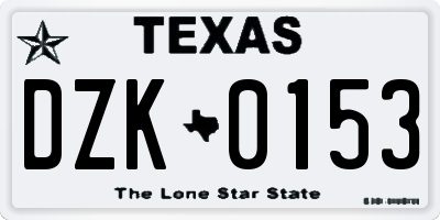 TX license plate DZK0153