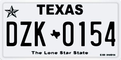 TX license plate DZK0154