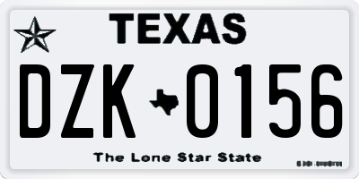 TX license plate DZK0156