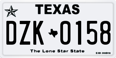 TX license plate DZK0158