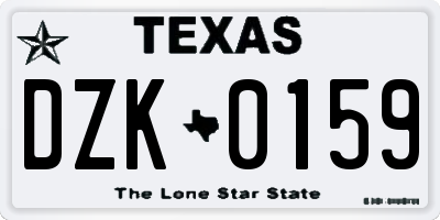 TX license plate DZK0159