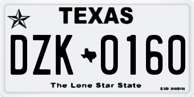 TX license plate DZK0160