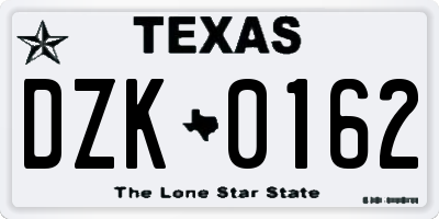 TX license plate DZK0162