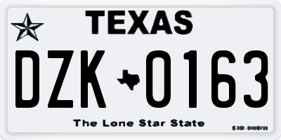 TX license plate DZK0163