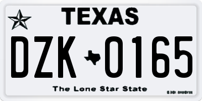 TX license plate DZK0165
