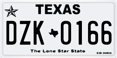 TX license plate DZK0166