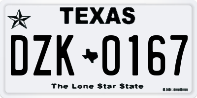 TX license plate DZK0167
