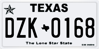 TX license plate DZK0168