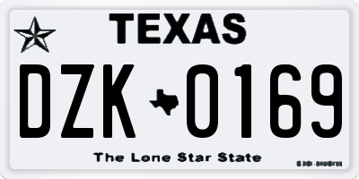 TX license plate DZK0169