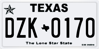 TX license plate DZK0170