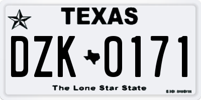 TX license plate DZK0171