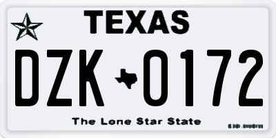 TX license plate DZK0172