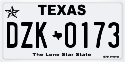 TX license plate DZK0173