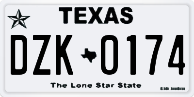 TX license plate DZK0174