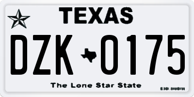 TX license plate DZK0175