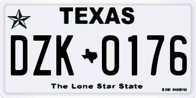 TX license plate DZK0176