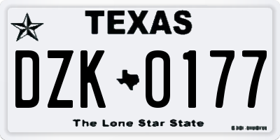 TX license plate DZK0177