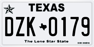 TX license plate DZK0179