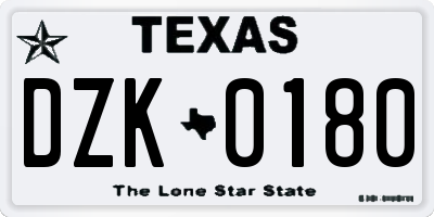 TX license plate DZK0180