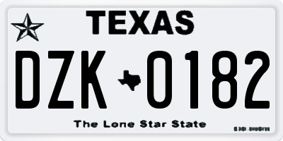 TX license plate DZK0182