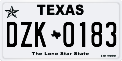 TX license plate DZK0183