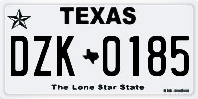TX license plate DZK0185