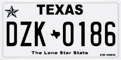 TX license plate DZK0186
