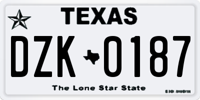 TX license plate DZK0187