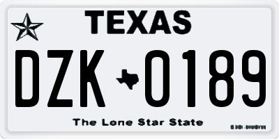 TX license plate DZK0189