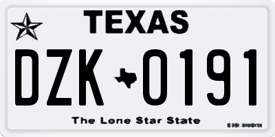 TX license plate DZK0191