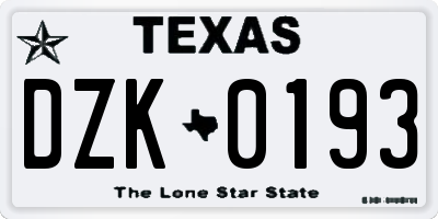 TX license plate DZK0193