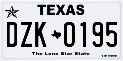 TX license plate DZK0195
