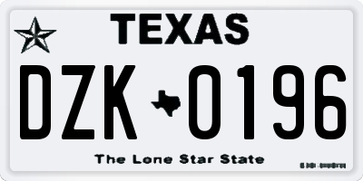 TX license plate DZK0196