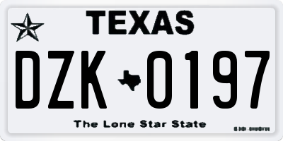 TX license plate DZK0197