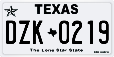 TX license plate DZK0219