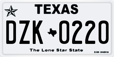 TX license plate DZK0220