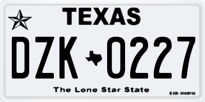 TX license plate DZK0227