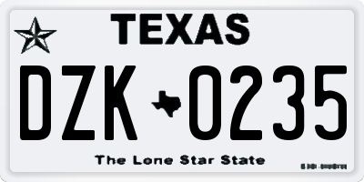 TX license plate DZK0235