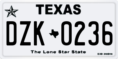 TX license plate DZK0236