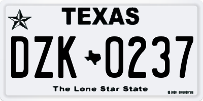 TX license plate DZK0237