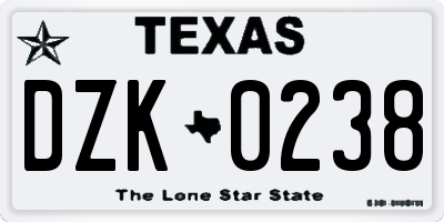 TX license plate DZK0238