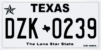 TX license plate DZK0239